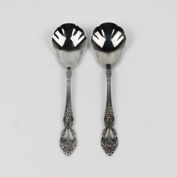 Set of 2 Oneida Wordsworth Stainless Steel Sugar Spoons