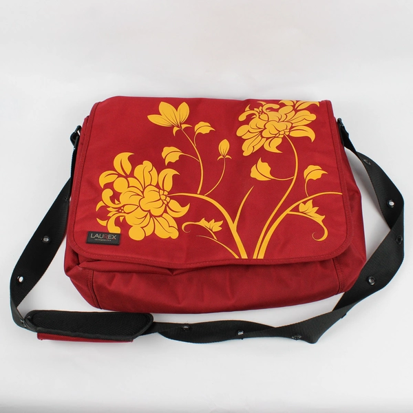 Laurex Red and Orange Floral Laptop Messenger Bag 17"