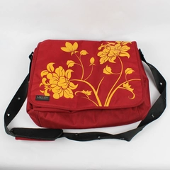 Laurex Red and Orange Floral Laptop Messenger Bag 17"
