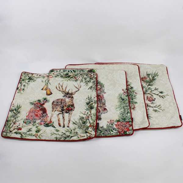 Set of 4 Phantoscope Christmas Square Throw Pillow Covers 17" x 17"