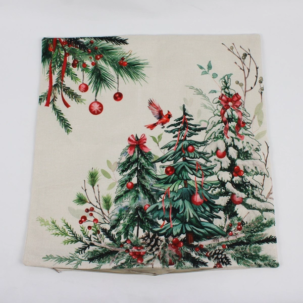 Set of 3 Christmas Tree Cardinal Design Throw Pillow Covers 17" x 17"