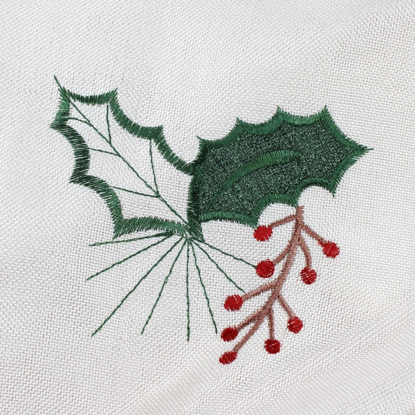 Embroidered Poinsettia Cutwork Christmas Tablecloth 58" x 80" FLAW