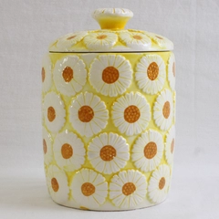 Vintage Brinn's Ceramics Crazy Daisy Ceramic Canister T-1368 5.5" FLAWED