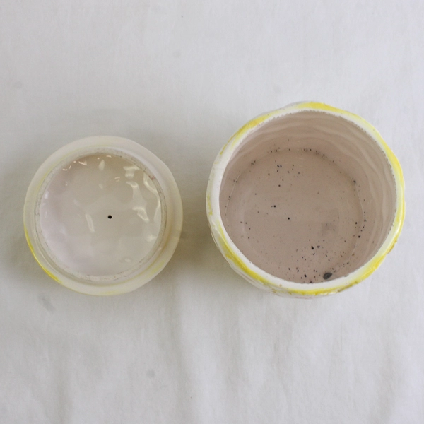 Vintage Brinn's Ceramics Crazy Daisy Ceramic Canister T-1368 5.5" FLAWED