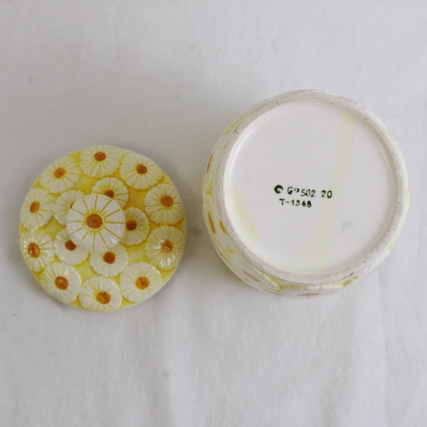Vintage Brinn's Ceramics Crazy Daisy Ceramic Canister T-1368 5.5" FLAWED