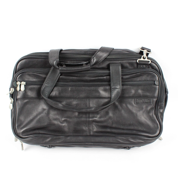 Briggs & Riley Black Faux Leather Crossbody Computer Travel Bag Briefcase