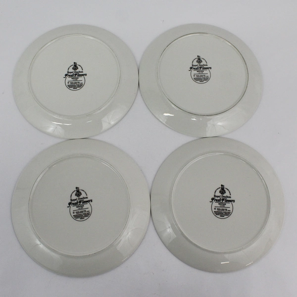 Set of 4 Royal Doulton Lambethware Salad Plates Fresh Flowers Mayfair 