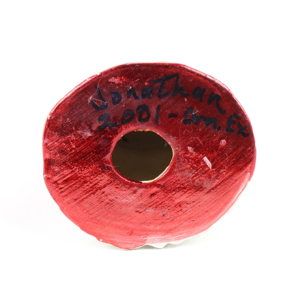 Retro Painted Ceramic Santa Head Christmas Ornament 3"