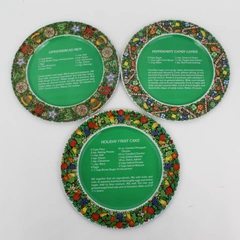3 House of Lloyd Holiday Candy Cookie Cake Trays Tin Serving Plates Recipe Vtg