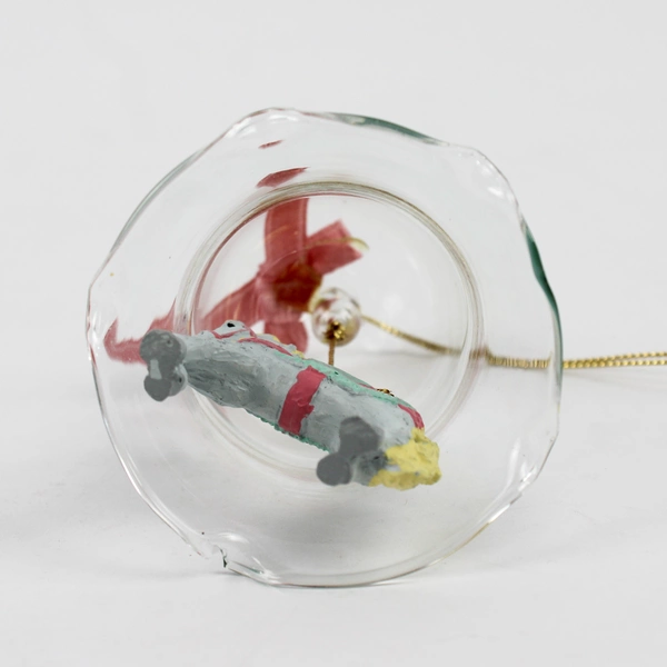 Vintage Souvenir Glass Bell Carousel Horse Christmas Ornament 3"