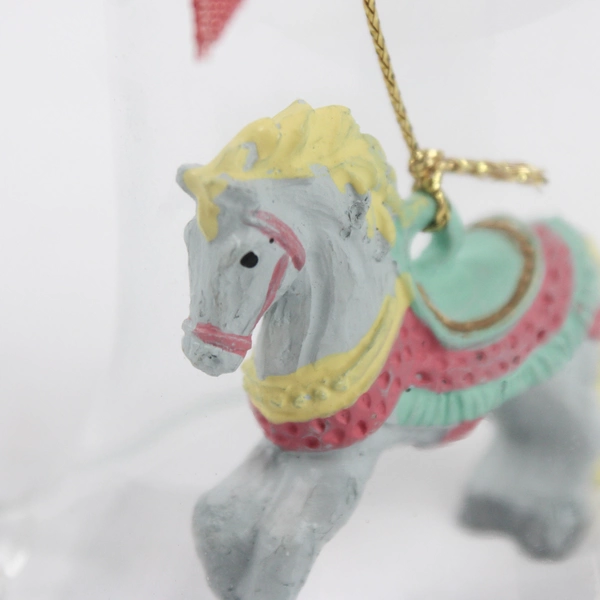 Vintage Souvenir Glass Bell Carousel Horse Christmas Ornament 3"