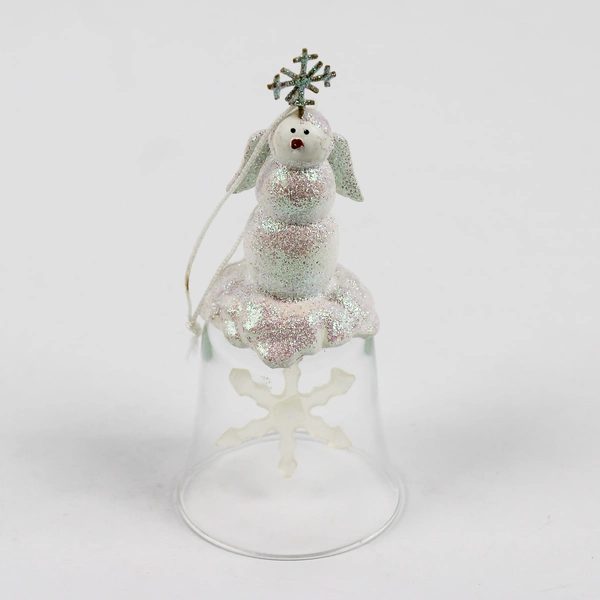 Sandi Gore Evans Snowman Angel Bell Christmas Ornament 4 3/4"