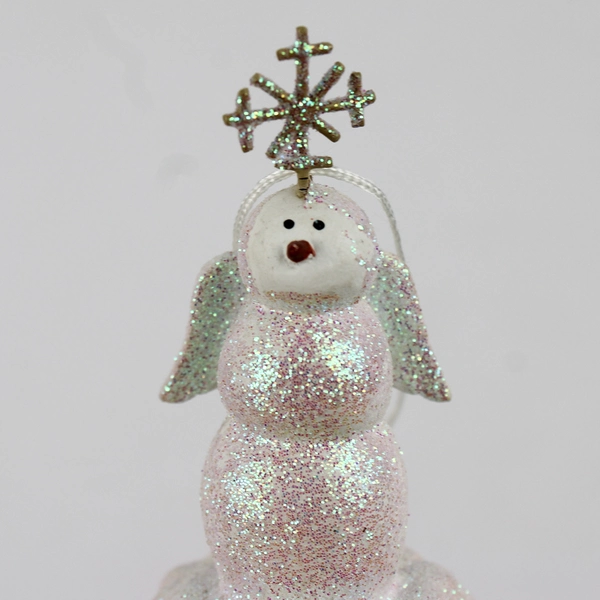 Sandi Gore Evans Snowman Angel Bell Christmas Ornament 4 3/4"