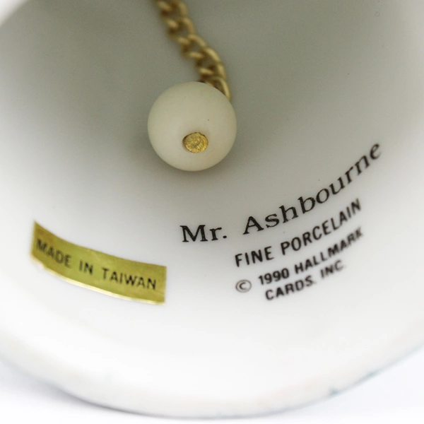 Vintage 1990 Hallmark Mr. Ashbourne Porcelain Bell Christmas Ornament 4.5"