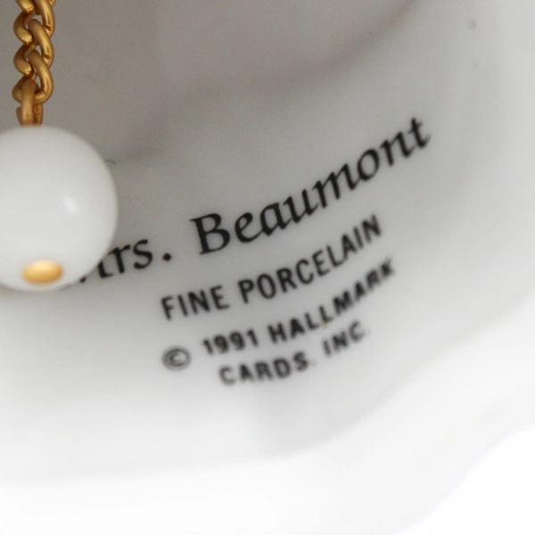 Vintage 1991 Hallmark Mrs. Beaumont Porcelain Bell Christmas Ornament 4"