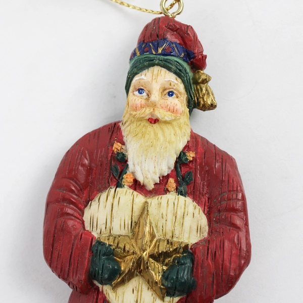 Vintage 1998 Resin Santa Claus Christmas Ornament 4 1/4"