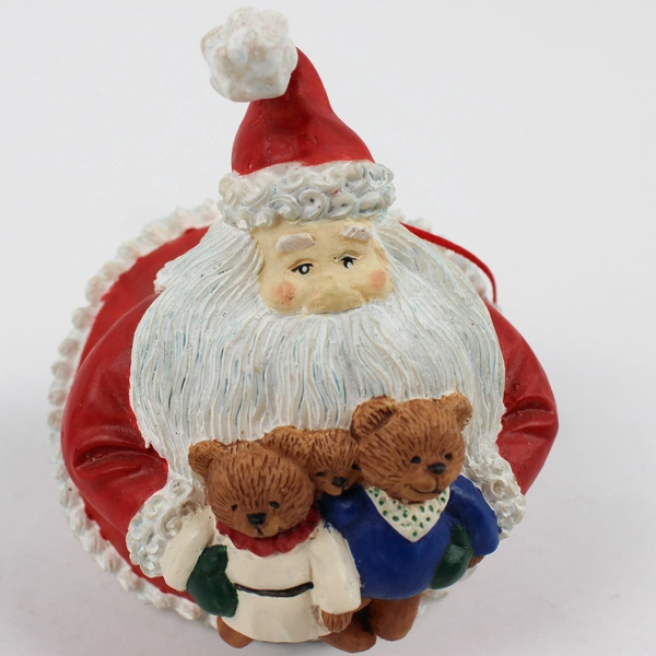 Dept 56 Roly Poly Santa Holding Teddy Bears Christmas Ornament