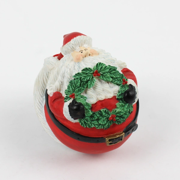 Dept 56 Roly Poly Santa Holding Wreath Christmas Ornament