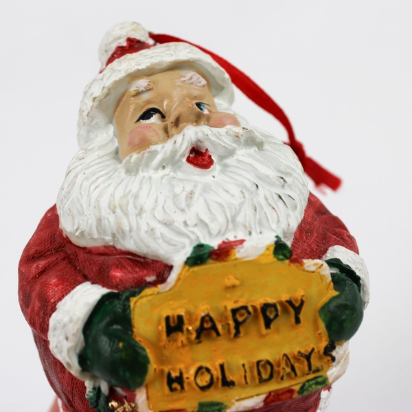 Roly Poly Santa Happy Holidays Resin Christmas Ornament