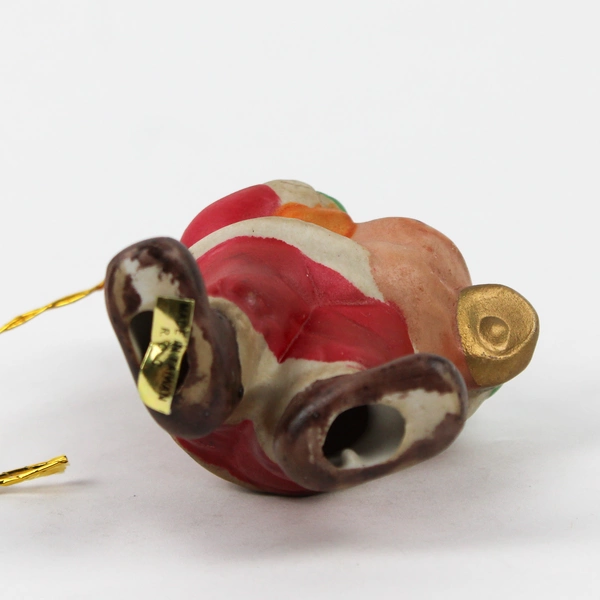 Vintage Hand-Painted Porcelain Santa Clause Christmas Ornament 3 3/4" FLAWED