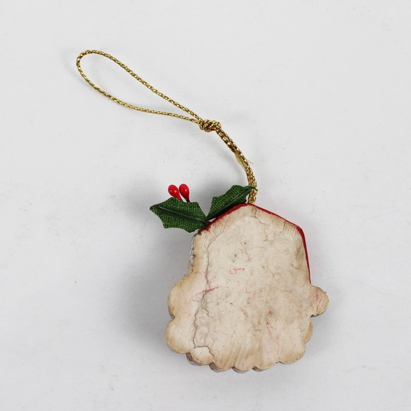 Small Vintage Hand-Painted Resin Santa Face Christmas Ornament 1.5"