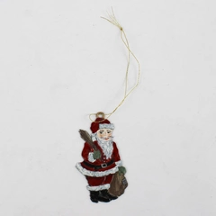 Small Hand-Painted Metal Santa Claus Christmas Ornament 2.5"