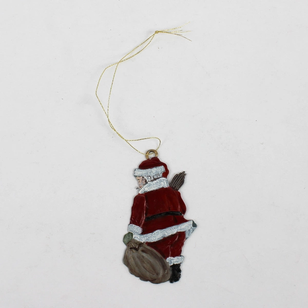 Small Hand-Painted Metal Santa Claus Christmas Ornament 2.5"