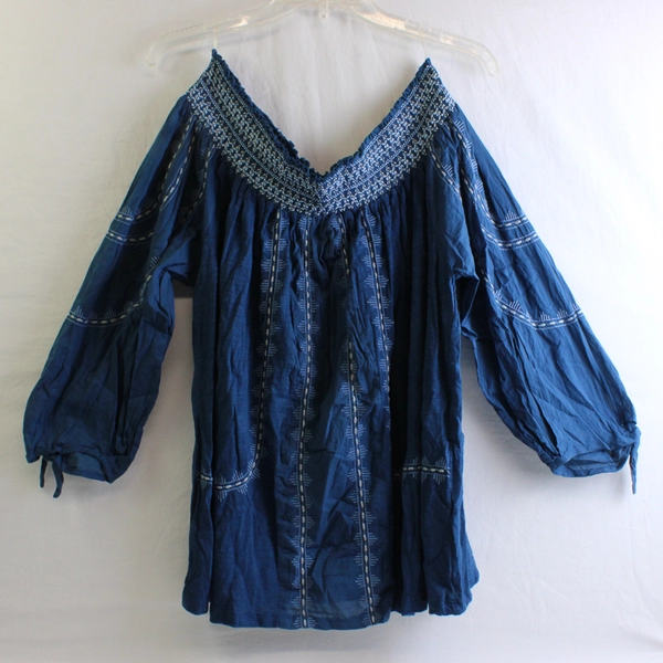 Vintage America Blues Embroidered 3/4-Sleeve Blouse Women's XL