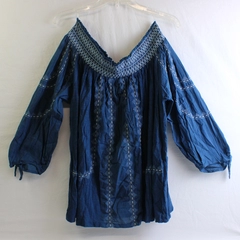 Vintage America Blues Embroidered 3/4-Sleeve Blouse Women's XL