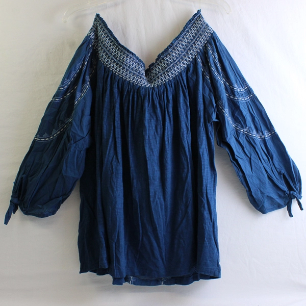 Vintage America Blues Embroidered 3/4-Sleeve Blouse Women's XL