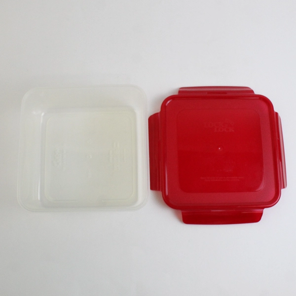 Set of 4 Lock & Lock 410 ml to 2 L Plastic Food Storage Containers Red Lid