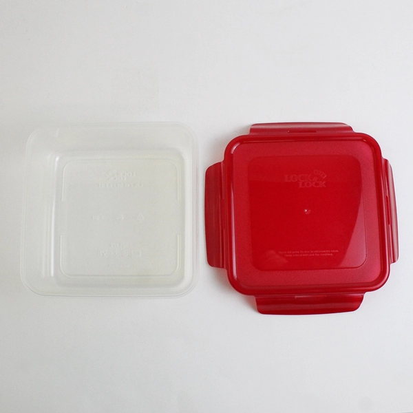 Set of 4 Lock & Lock 410 ml to 2 L Plastic Food Storage Containers Red Lid