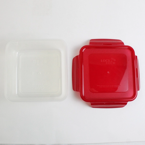 Set of 4 Lock & Lock 410 ml to 2 L Plastic Food Storage Containers Red Lid