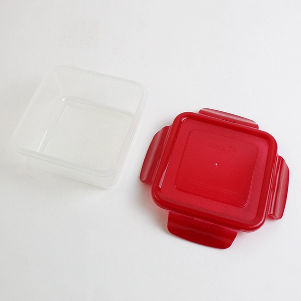 Set of 4 Lock & Lock 410 ml to 2 L Plastic Food Storage Containers Red Lid