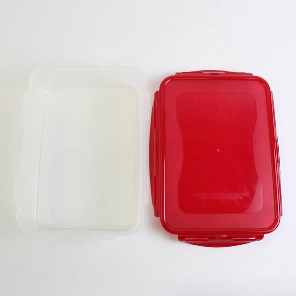 Set of 3 Lock & Lock 460 ml to 2.1 L Plastic Food Storage Containers Red Lid