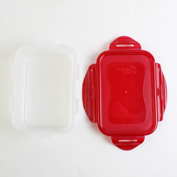 Set of 3 Lock & Lock 460 ml to 2.1 L Plastic Food Storage Containers Red Lid