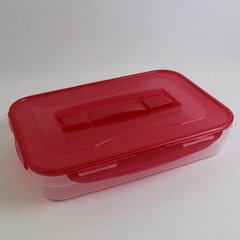 Lock & Lock Handy 3.4 L Plastic Food Storage Container Carrier Red Lid