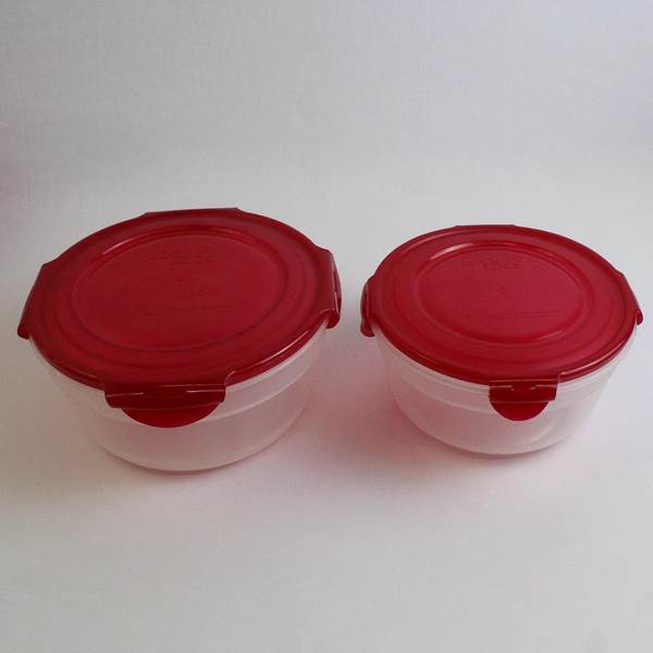 Set of 7 Lock & Lock 100 ml to 3.4 L Plastic Food Storage Bowls Red Lid