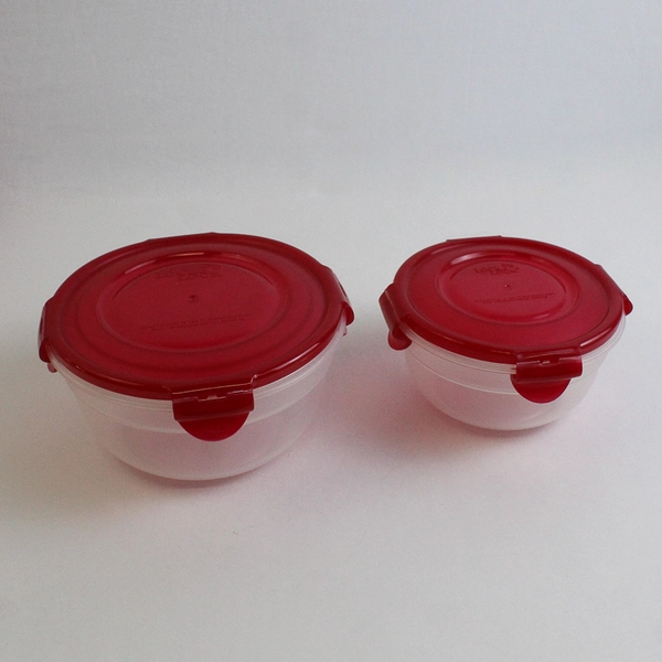 Set of 7 Lock & Lock 100 ml to 3.4 L Plastic Food Storage Bowls Red Lid