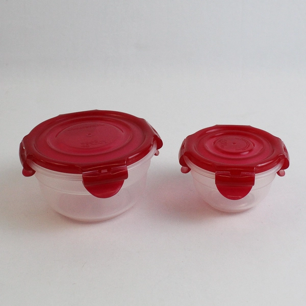 Set of 7 Lock & Lock 100 ml to 3.4 L Plastic Food Storage Bowls Red Lid