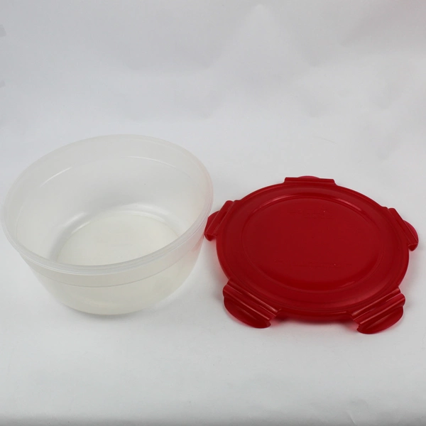 Set of 4 Lock & Lock 480 ml to 3.4 L Plastic Food Storage Bowls Red Lid