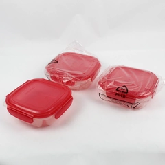 Set of 3 Lock & Lock 750 ml Divided Snack Storage Containers Red Lids