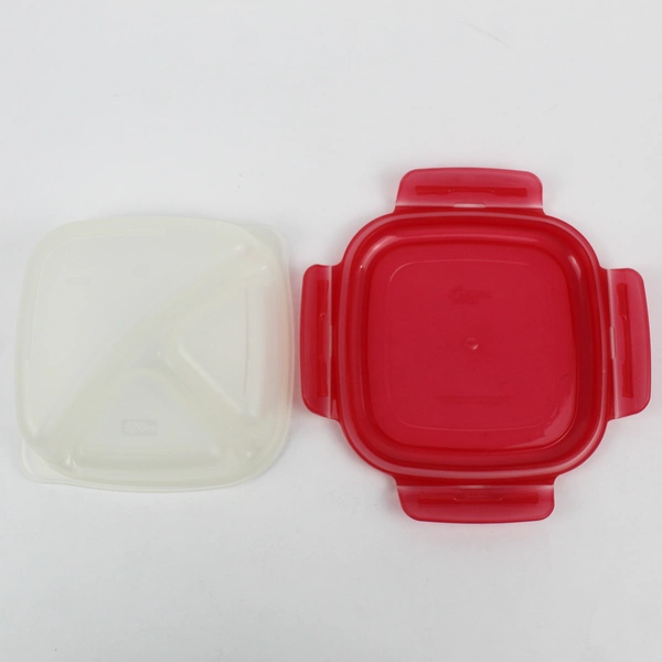 Set of 3 Lock & Lock 750 ml Divided Snack Storage Containers Red Lids