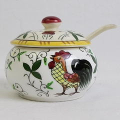 Ucagco Japan Early Provincial Rooster and Roses Jam/Condiment Jar
