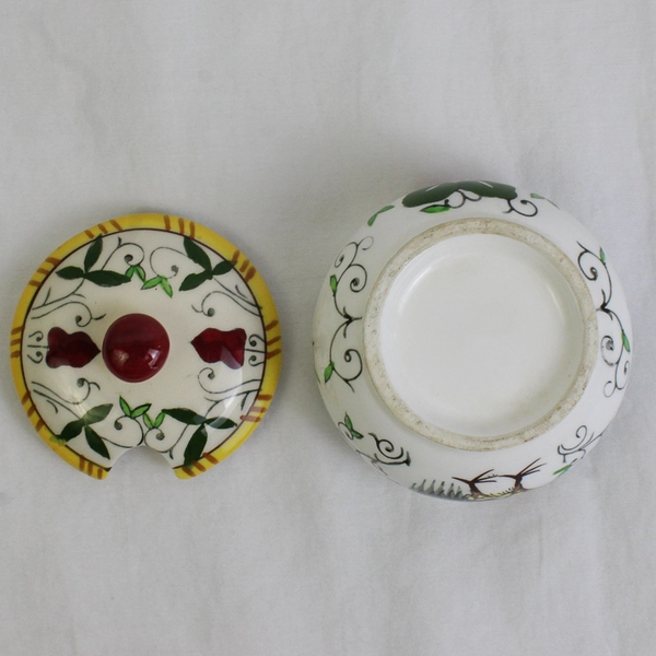 Ucagco Japan Early Provincial Rooster and Roses Jam/Condiment Jar