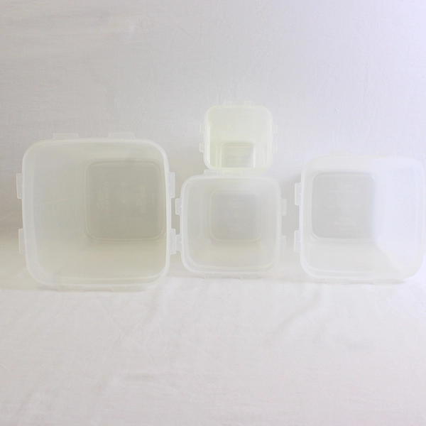 Set of 4 Lock & Lock 720 ml to 5.7 L Plastic Food Storage Tubs Red Lids