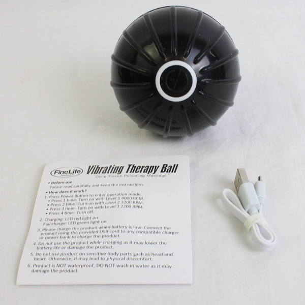 Fine Life Vibrating Therapy Ball Black Deep Tissue Pulsating Massage WORKS