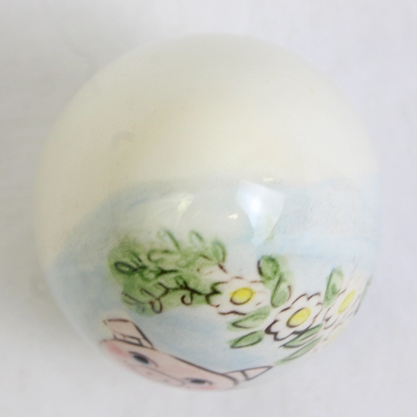 Unbranded Hand-Painted Pig Porcelain Egg White and Pink
