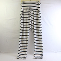 Twenty Ten Women's M Black & White Striped Stretch Pants w/ Drawstring Waist