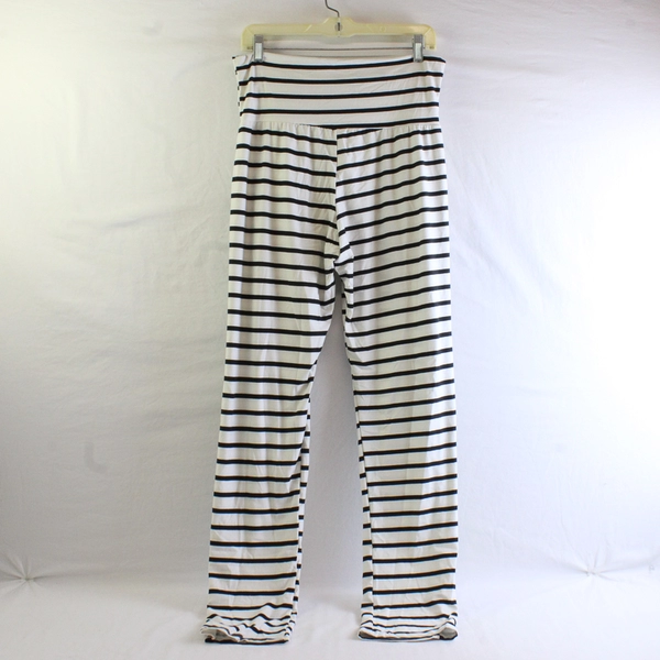 Twenty Ten Women's M Black & White Striped Stretch Pants w/ Drawstring Waist